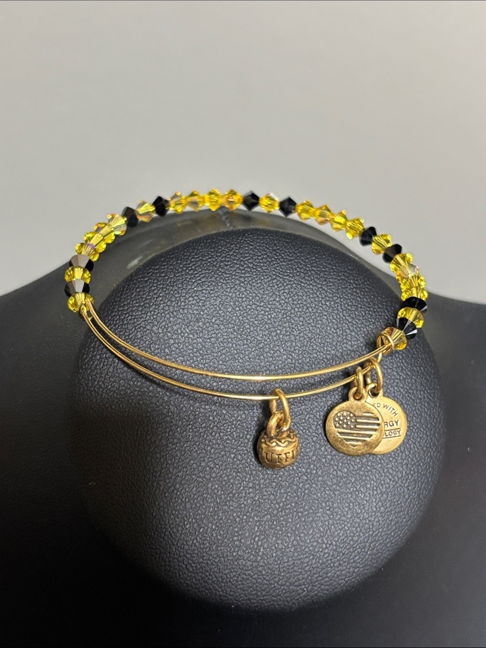 Alex and Ani Gold-Tone Harry Potter Hufflepuff Bracelet Yellow Black Beads
